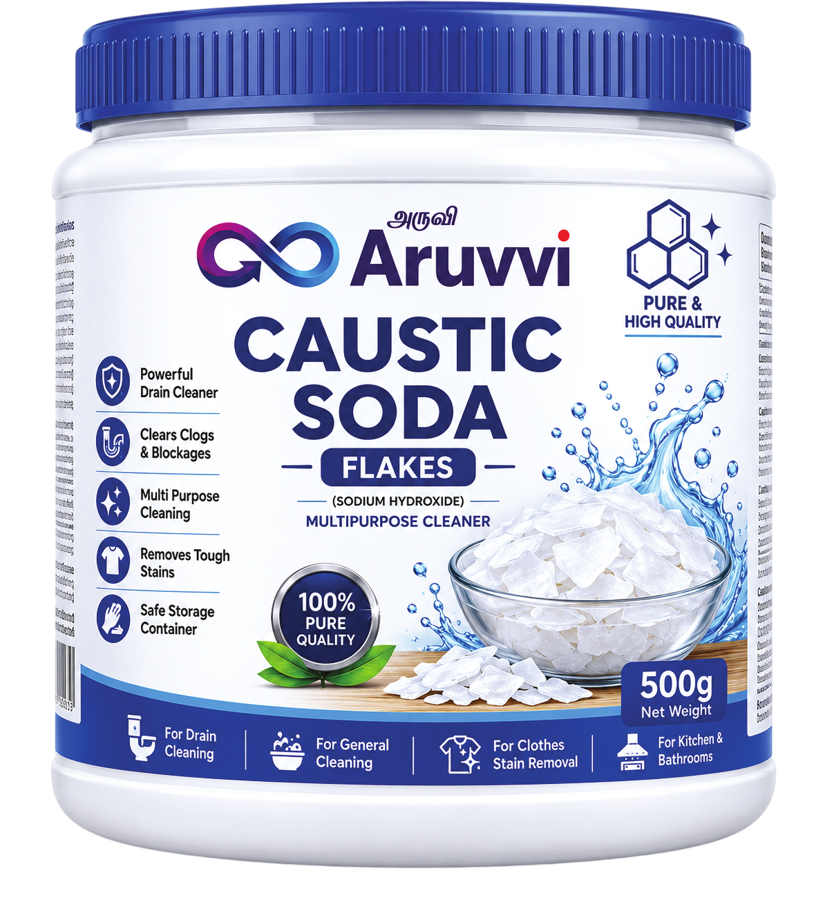 Aruvvi Caustic Soda Flakes — Industrial & Bulk product pack